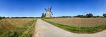 Windmühle Bierde in Petershagen (Kreis Minden-Lübbecke, Nordrhein-Westfalen, Deutschland) bei wolkenlosem blauem Himmel